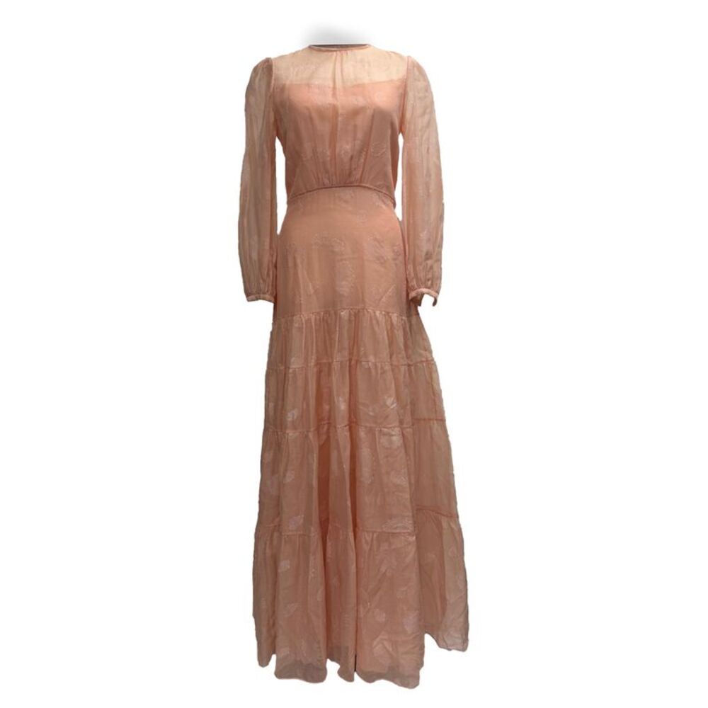 Vilshenko Long Gown in Peach Silk